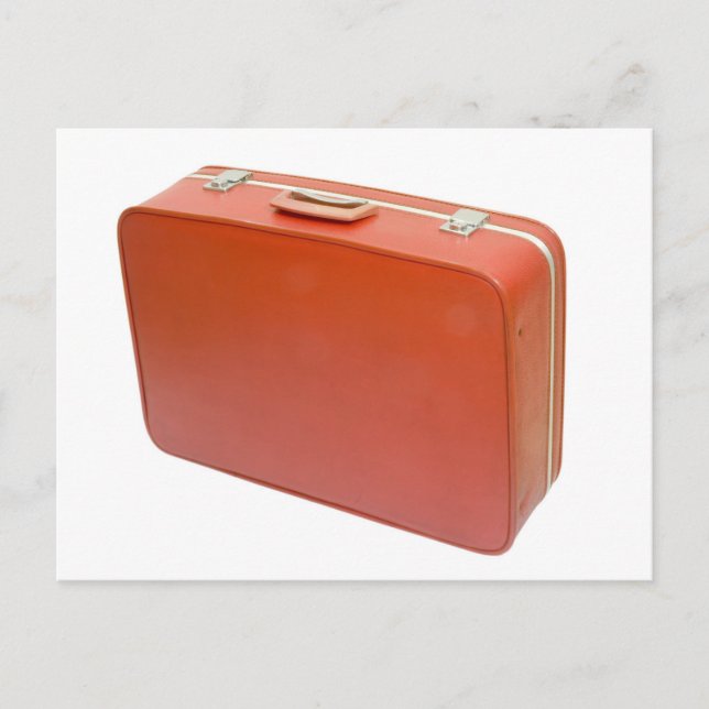 Alte rote Reisetasche Postkarte (Vorderseite)