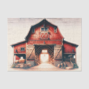 Alte rote Scheune Landhochzeit Seidenpapier