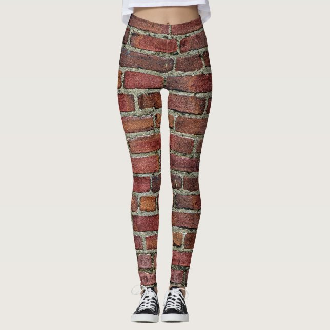 Alte rote Ziegelmauer Leggings (Vorderseite)