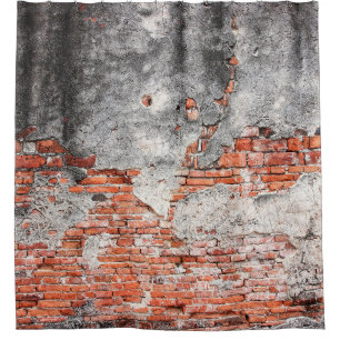 Alte rote Ziegelmauer rau aus dem alten Tempel in  Duschvorhang
