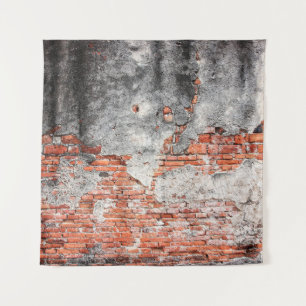 Alte rote Ziegelmauer rau aus dem alten Tempel in  Wandteppich