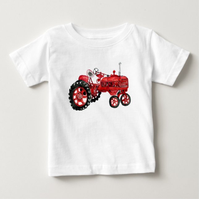 Alte rote Zugmaschine zeichnend Baby T-shirt (Vorderseite)