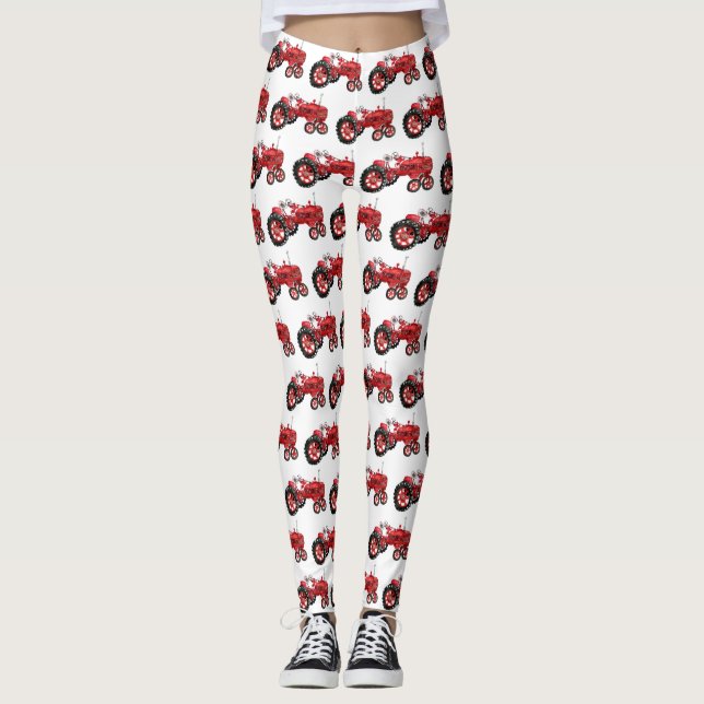 Alte rote Zugmaschine zeichnend Leggings (Vorderseite)