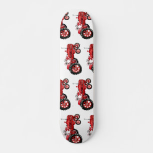 Alte rote Zugmaschine zeichnend Skateboard