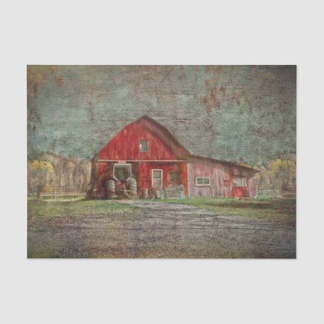 Alte rustikale rote Textur Scheune im Vintage Stil Seidenpapier (Vorderseite)