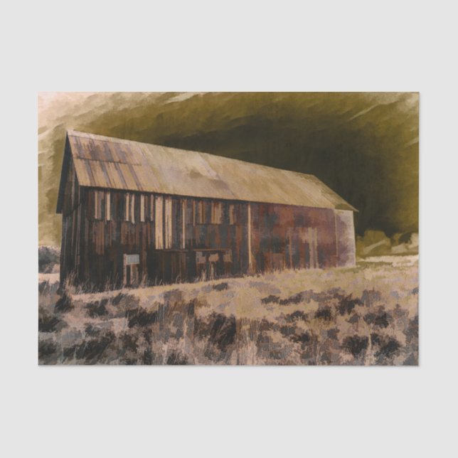 Alte rustikale Vintage Braune Barn Night Sky Seidenpapier (Vorderseite)