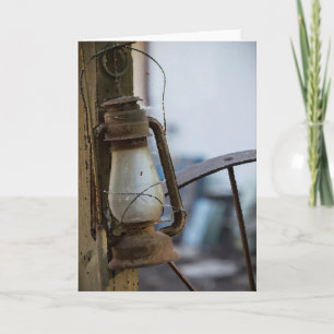 Alte Rusty Lantern Wagon Wheel Greeting Card Karte