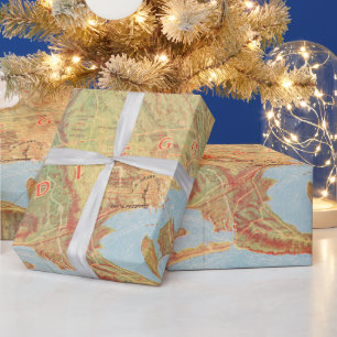 Alte San Diego CA Karte (1915)  Geschenkpapier