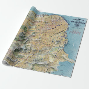 Alte San Francisco Karte Geschenkpapier