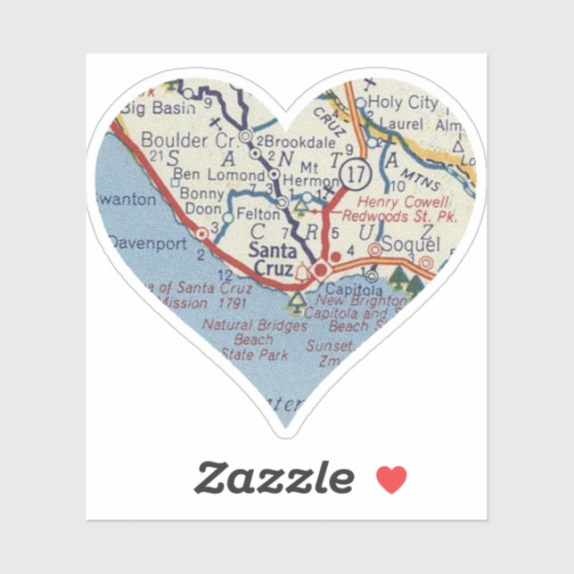 Alte Santa Cruz Karte Aufkleber (Blatt)