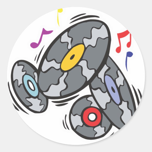 alte Schallplatten Runder Aufkleber (Vorderseite)
