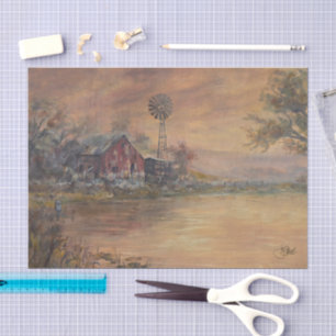 Alte Scheune handgemalt Seidenpapier