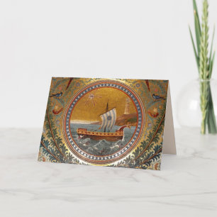 alte Schiffsgrüßkarte Feiertagskarte