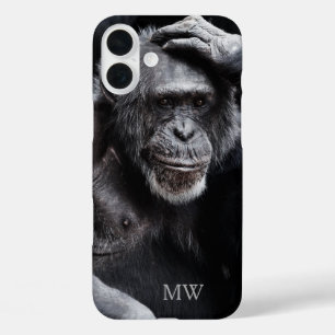 Alte Schimpansen, kundenspezifische Monogramm-Tele iPhone 16 Plus Hülle