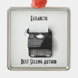 Alte Schreibmaschine für Autor, Journalist, Silbernes Ornament