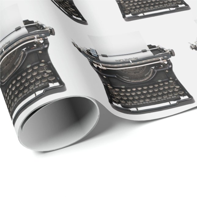 Alte Schreibmaschine mit Happy Birthday Text Geschenkpapier (Rolleneckpunkt)