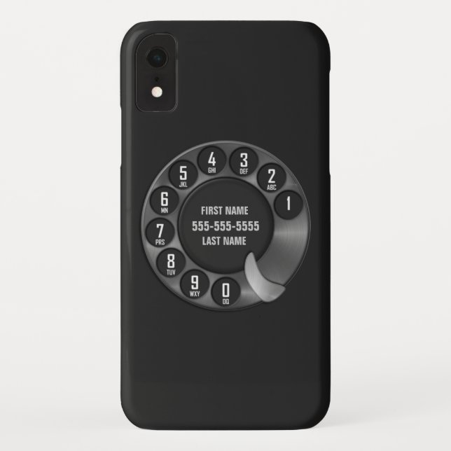 Alte Schuldrehskala-Telefon-Schwarzes Case-Mate iPhone Hülle (Rückseite)