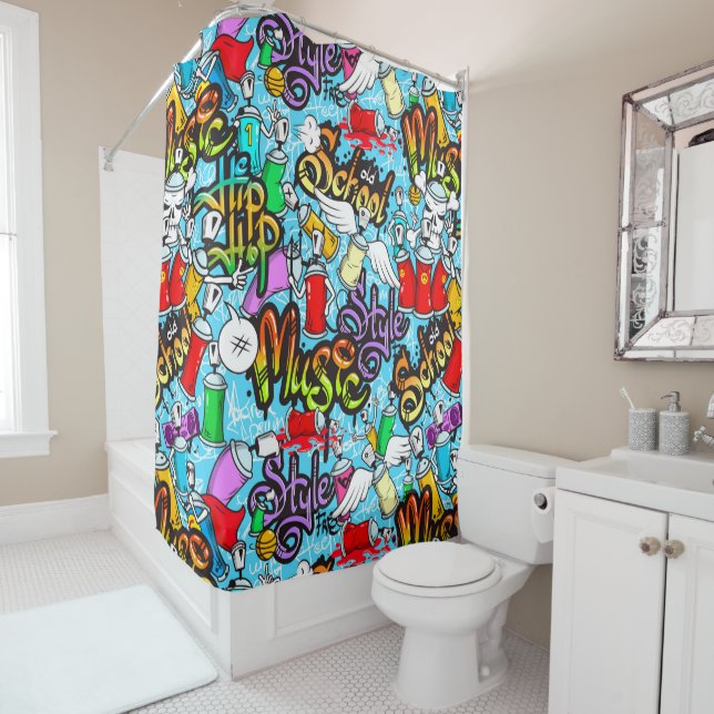 Alte Schule Graffitti Duschvorhang (Beispiel)