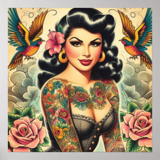 Alte Schule Inackte Girl Poster