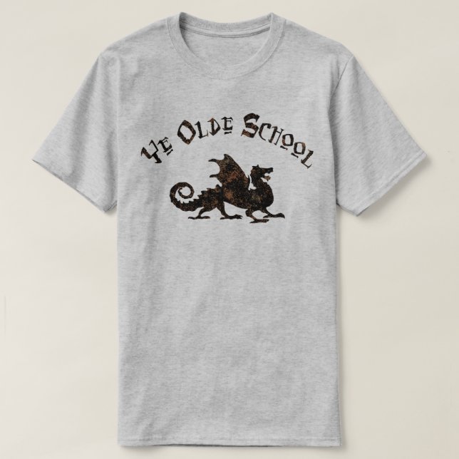 Alte Schule - mittelalterlicher Drache König Artus T-Shirt (Design vorne)
