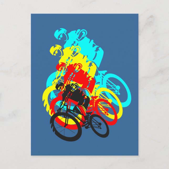 Alte Schule MTB / Trials Bike Wheelie Postkarte (Vorderseite)