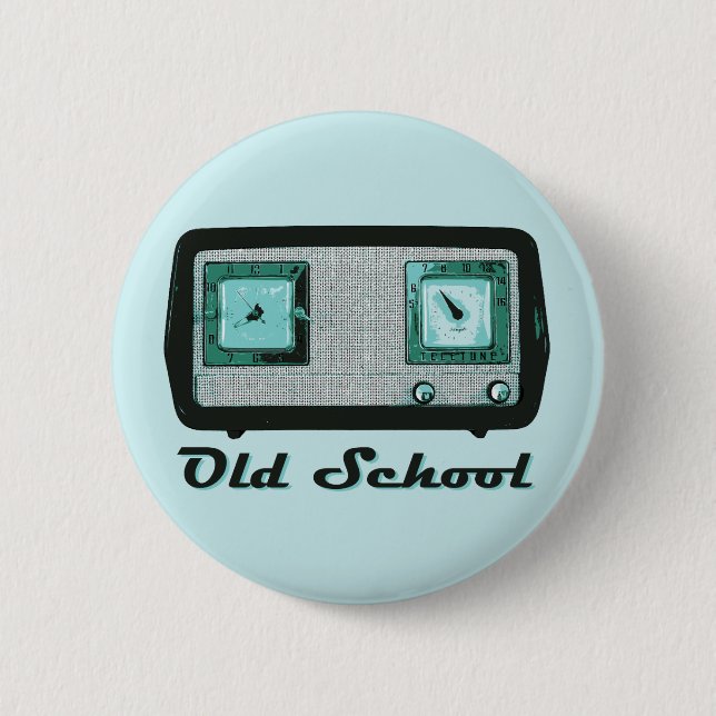Alte Schule Radio Retro Vintag Button (Vorderseite)