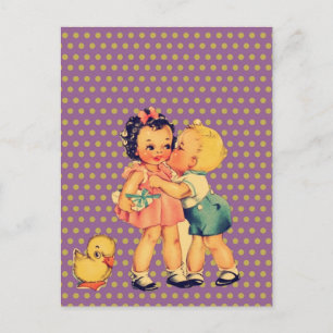alte Schule Retro-Punkte Kitsch Vintage-Kinder Postkarte