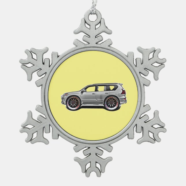 ALTE SCHULE SUV SCHNEEFLOCKEN Zinn-Ornament (Vorderseite)