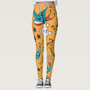 Alte Schule Tattoo: Niedlich nahtlos Leggings