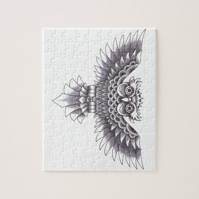 Alte Schuleulen-Tätowierungs-Entwurf Puzzle (Vertikal)