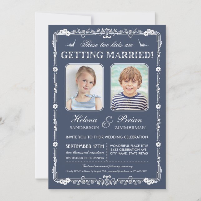 Alte SchulFotos, die Einladung Wedding sind (Vorderseite)