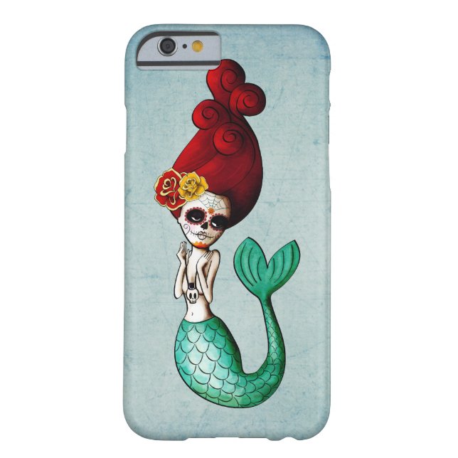 Alte Schulmeerjungfrau Dia de Los Muertos Case-Mate iPhone Hülle (Rückseite)