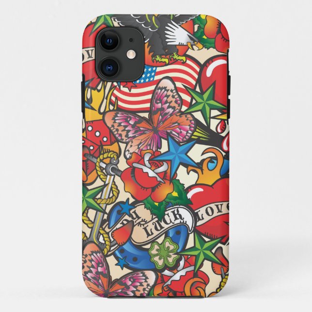 Alte Schultätowierungs-Handy-Abdeckungs-Fall Case-Mate iPhone Hülle (Rückseite)