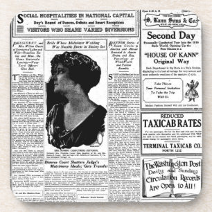 Alte Schwarz-Weiß-Zeitung, vintage Retro-Anzeige Untersetzer