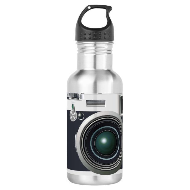 Alte schwarze Kamera Edelstahlflasche (Vorderseite)