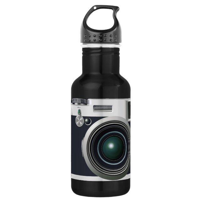 Alte schwarze Kamera Edelstahlflasche (Vorderseite)