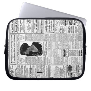Alte schwarze u. weiße Zeitung, Vintage retro Laptopschutzhülle
