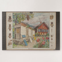 Alte schwedische Schulwandkarte - Bienen