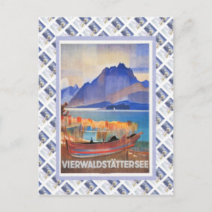 Alte Schweizer Eisenbahn Luzern Vierwaldstättersee Postkarte