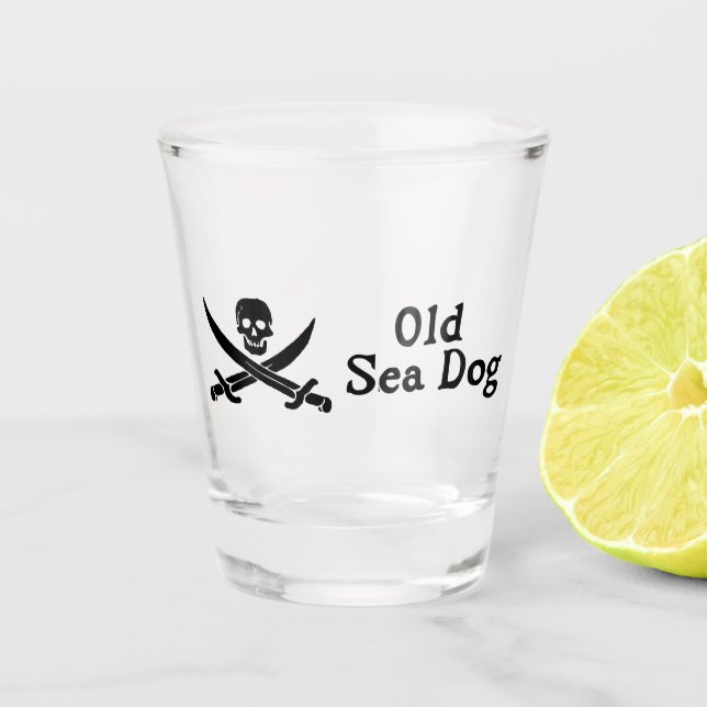 Alte See Hund Shotglas Schnapsglas (Vorderseite)