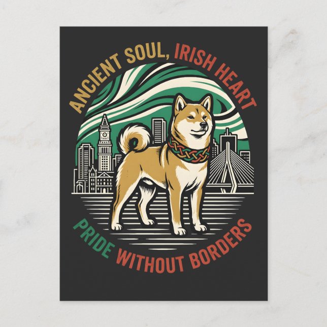 Alte Seele Irisches Herz Shiba Postkarte (Vorderseite)