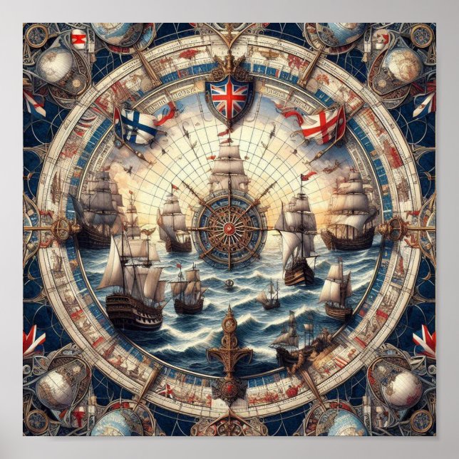 Alte Segelschiffe - England - Norwegen - Finnland Poster (Vorne)