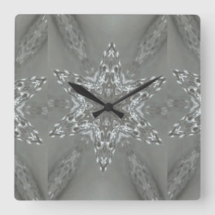 Alte Silber Grau dekorative Kaleidoskopie Star Quadratische Wanduhr