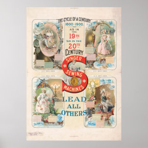 Alte Singer-Nähmaschinenwerbung Poster