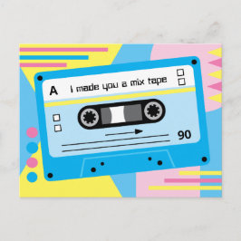 Alte Skool Blue Cassette Mix Tape Playlist Postkarte