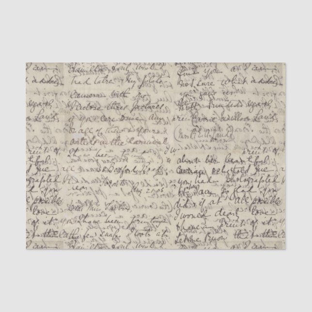 Alte Skript-Kalligraphie-Vintager Druck Seidenpapier (Vorderseite)