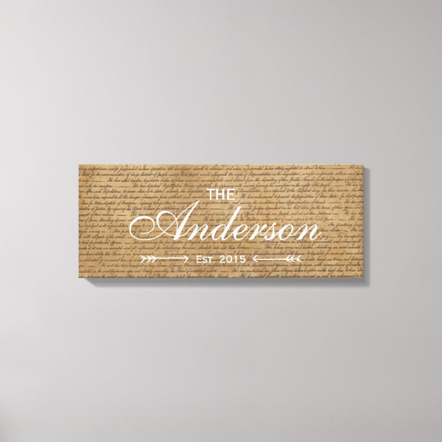 Alte Skripte Familienname Leinwanddruck (Vorderseite)