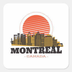 Alte Skyline von Montreal Kanada Quadratischer Aufkleber