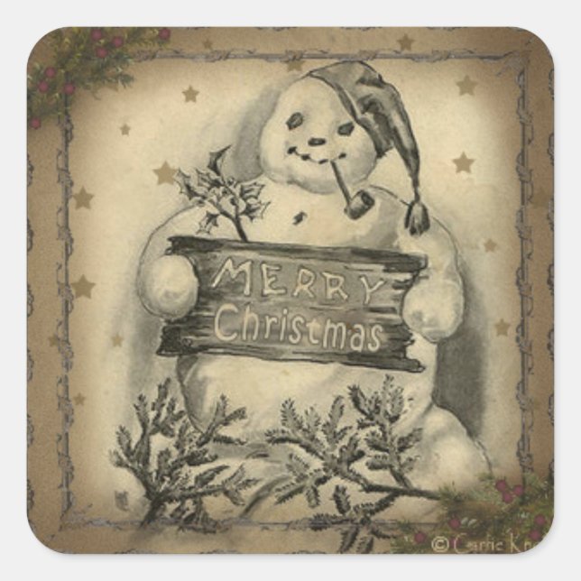 Alte Snowy primitive Country Style Sticker (Vorderseite)