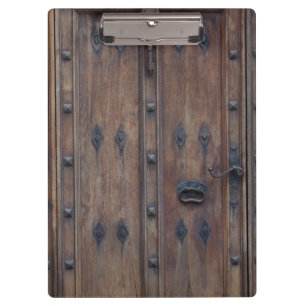 Alte spanische Holztür mit Bolzen Klemmbrett